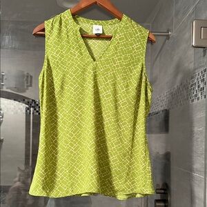 CAbi Lime Geometric Sleeveless Blouse